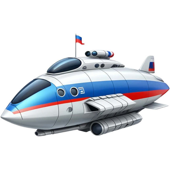 Sci-fi Russian mothership with flag colors incorporated in design emoji