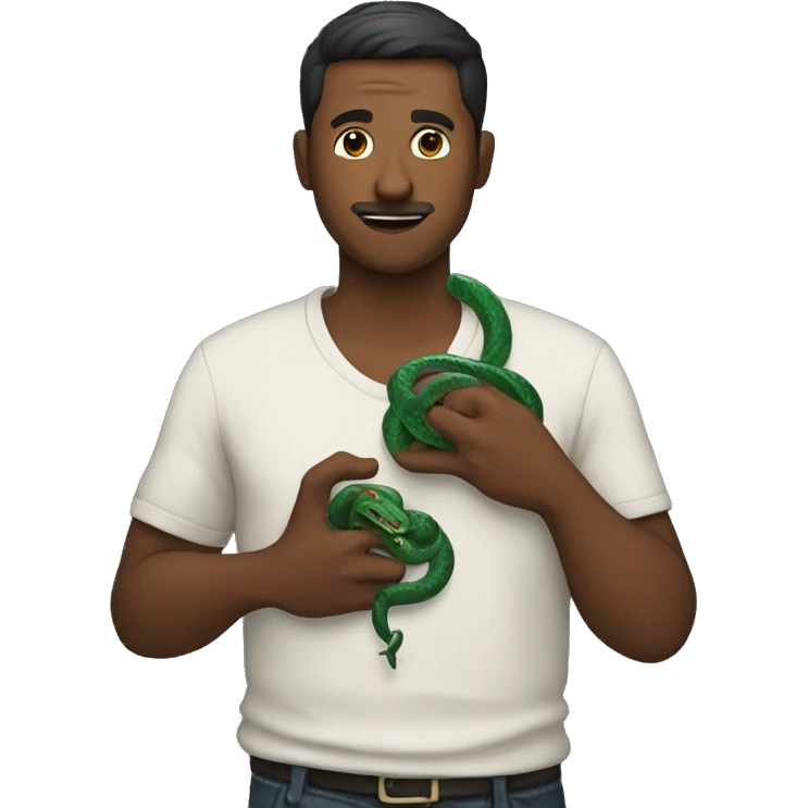Man holding a snake by his waist emoji