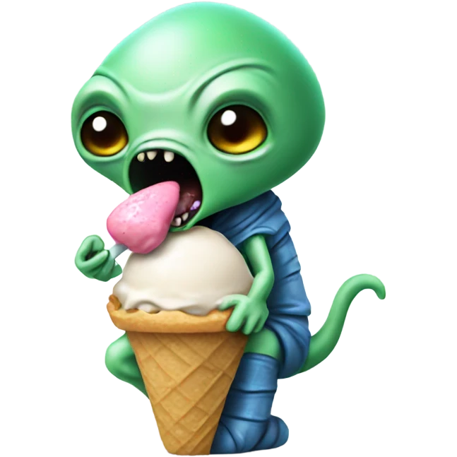 A bad alien eating a ice cream  emoji