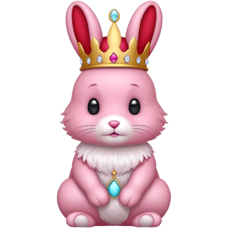 pink bunny with red crown emoji