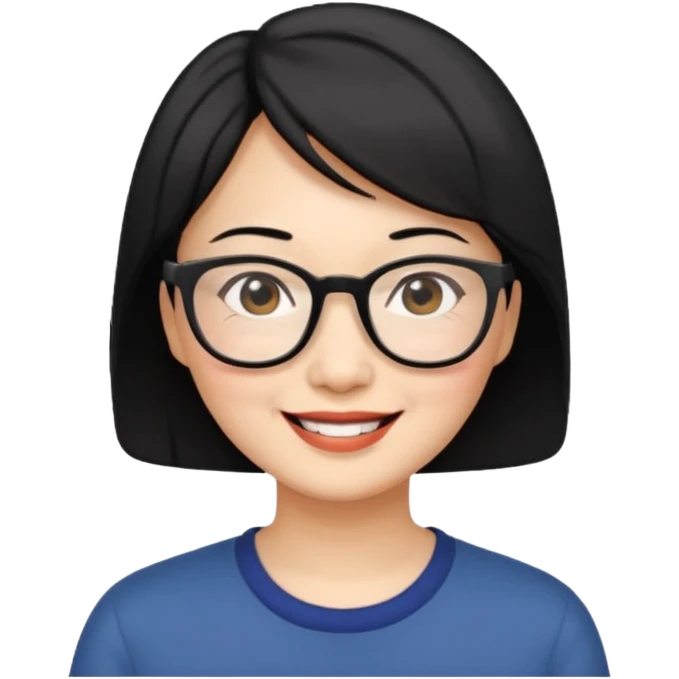 Asian middle-aged woman with short hair in glasses emoji