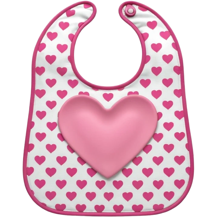 Pink bib with heart pattern emoji