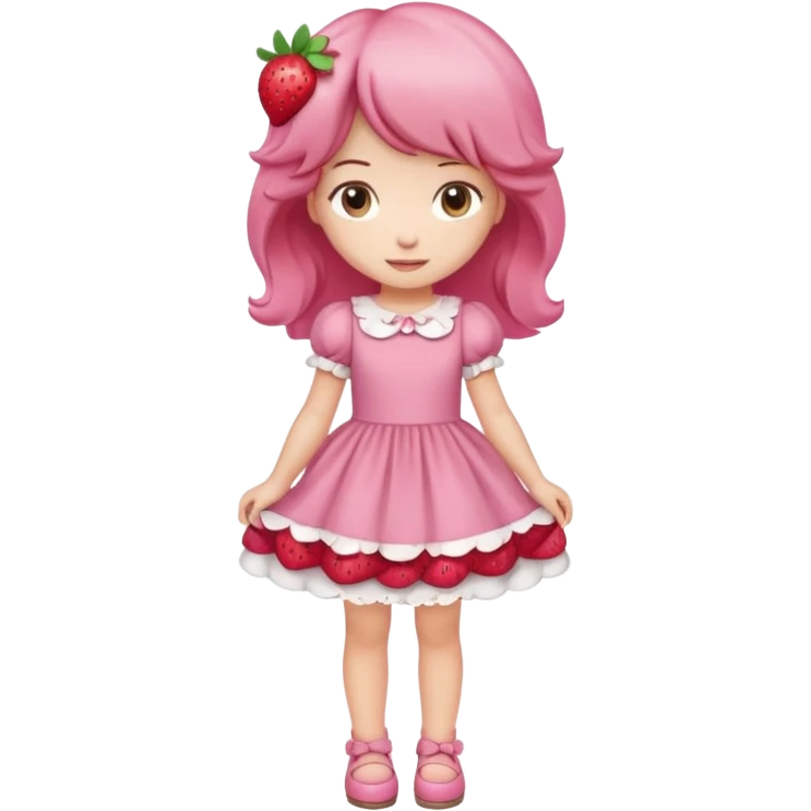 pretty and cute realistic modern day strawberry shortcake full body emoji