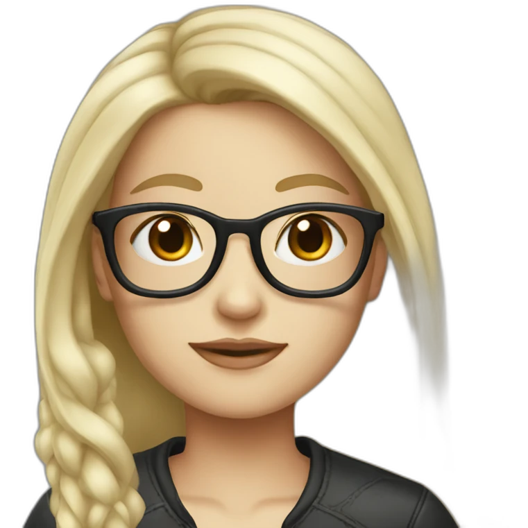 White-skinned girl with black hair and blond glasses emoji