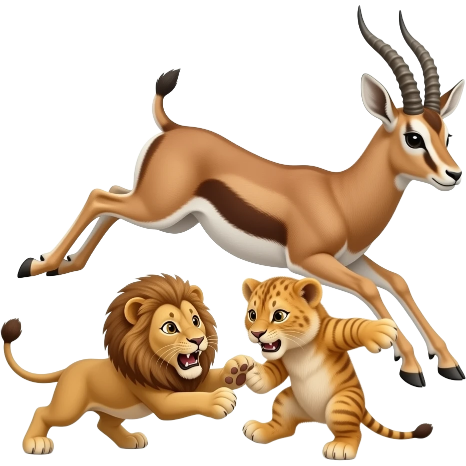cinematic - A small lioness attacks a huge jumping gazelle emoji