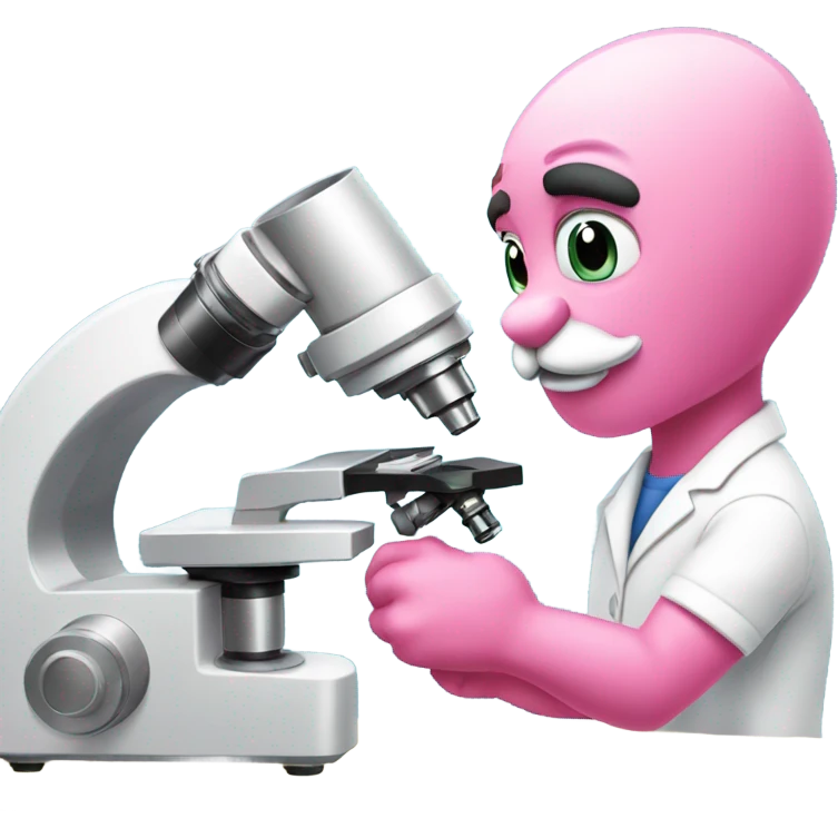 Pink panther with microscope emoji
