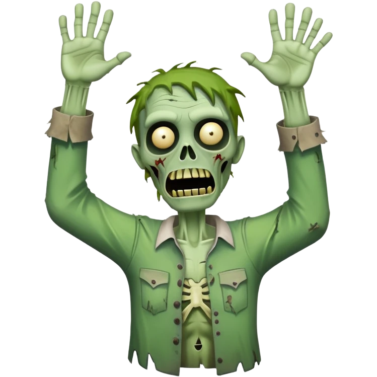 green zombie with both hands raised in the air emoji