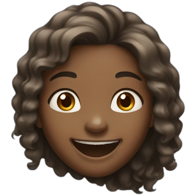 Young half black girl with long hair laughing  emoji