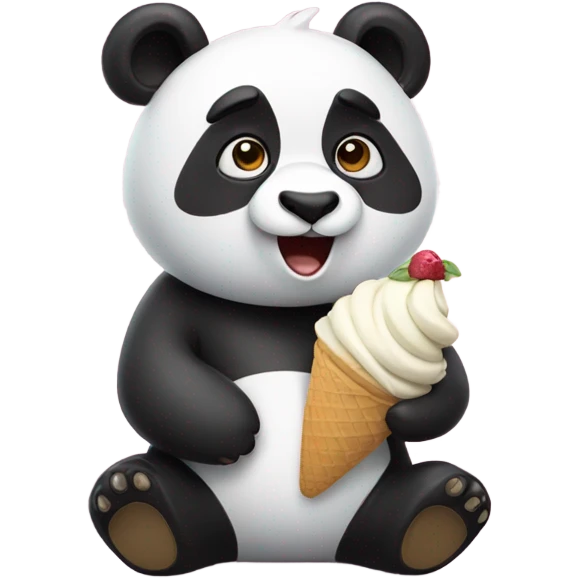 Panda holding ice cream emoji