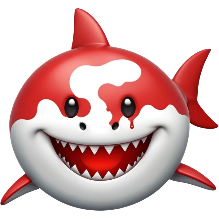shark smiley face with blood around the nose emoji