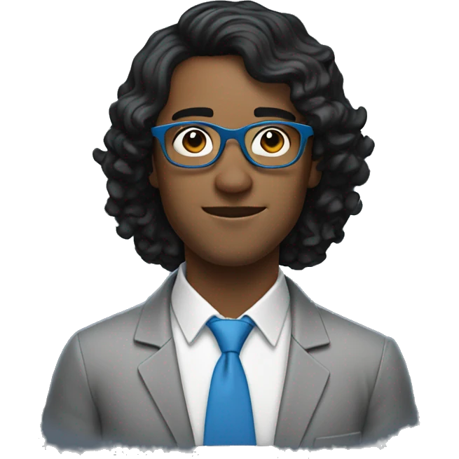  guy with wavy short black hair and round blue glasses emoji