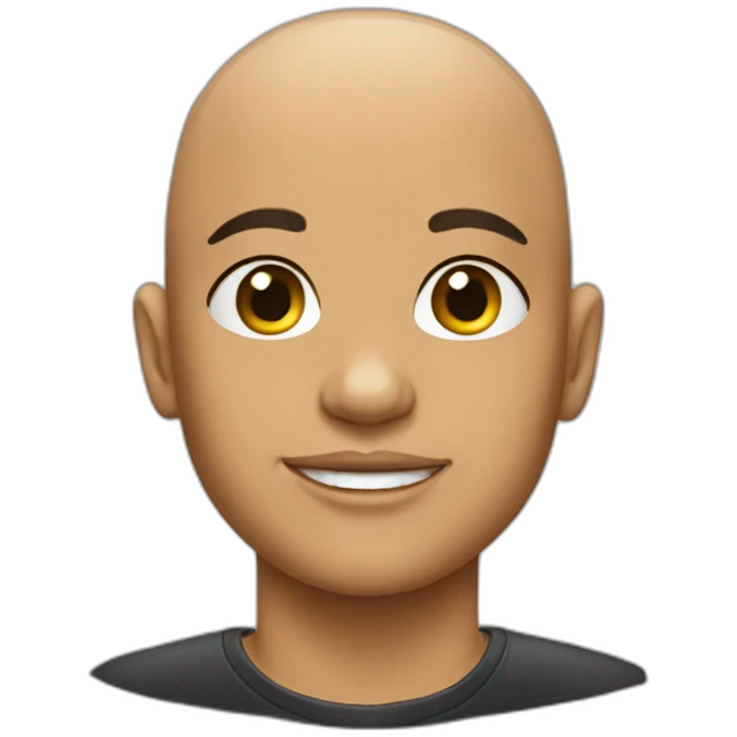 Bald atractive with girl hair black emoji