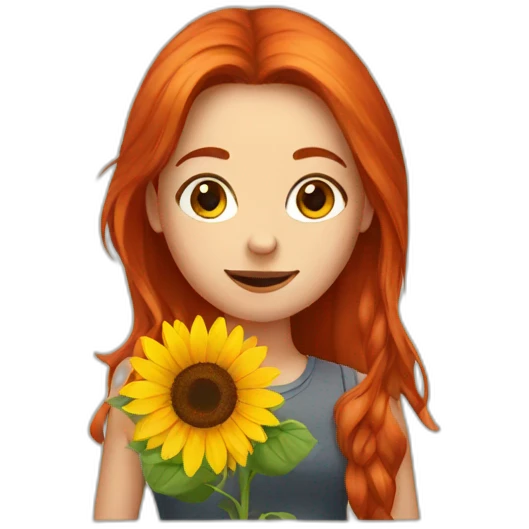 red-haired girl with a sunflower emoji