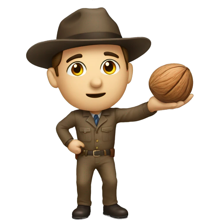 Nut inspector holding a nut emoji