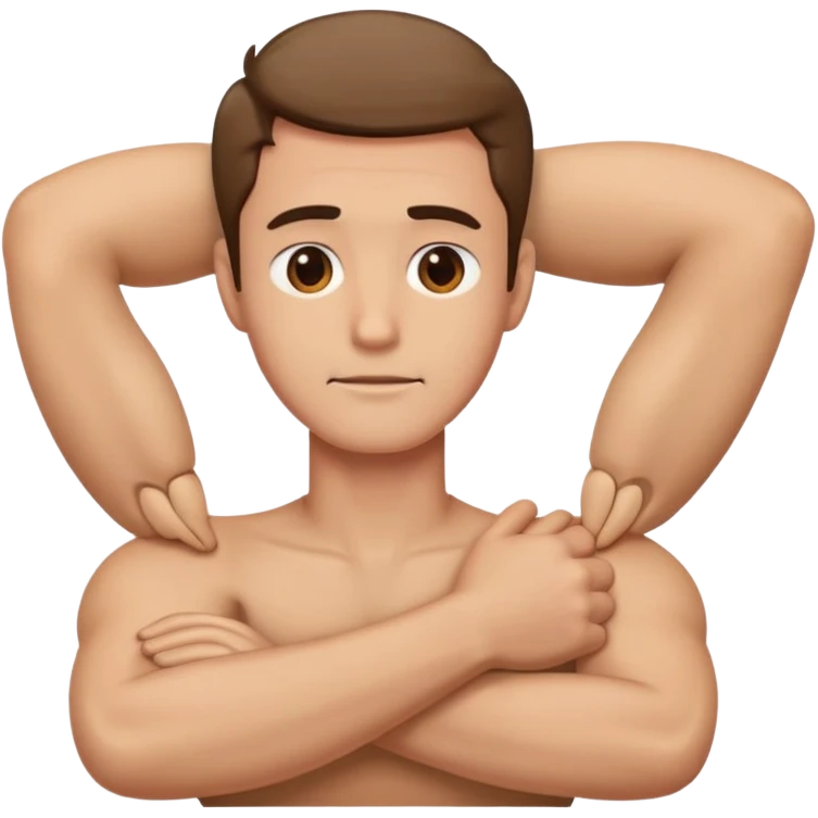 Arms crossed holding neck guy emoji