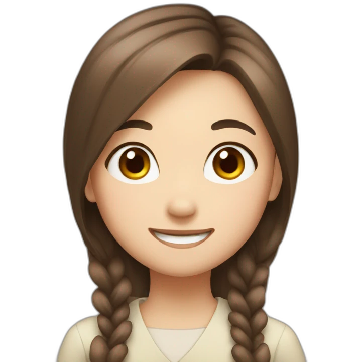 Girl, Japanese girl, brown hair, happy face emoji
