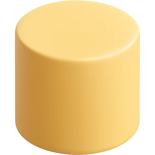 3d style yellow cylinder shape, simple, isolated, no text emoji