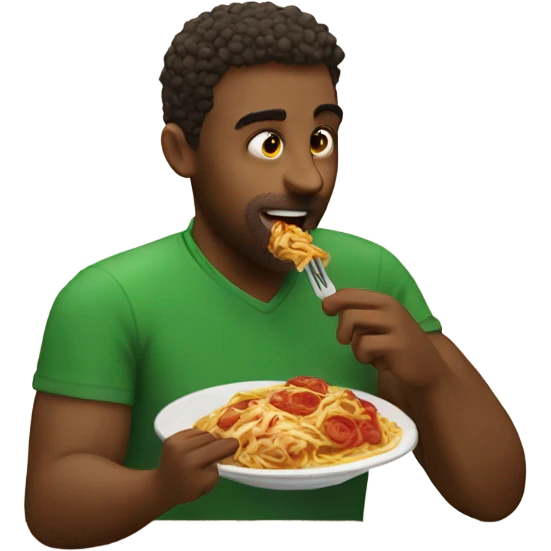 Corey eating Italian food emoji
