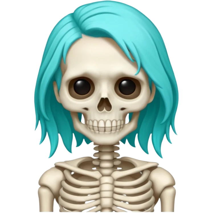 turqoise haired skeleton emoji