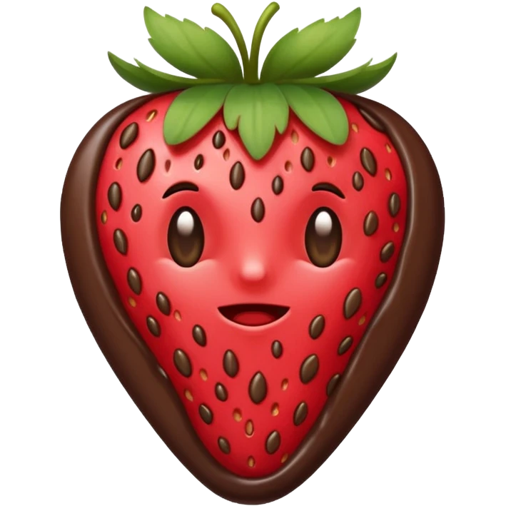 strawberry halfway covered in chocolate emoji