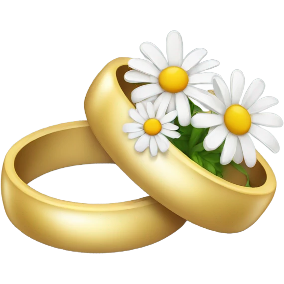 two wedding rings and a daisy bouquet  emoji