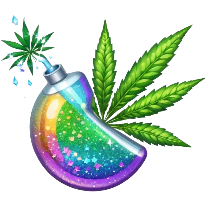 multicolor glitter bomb with weed emoji