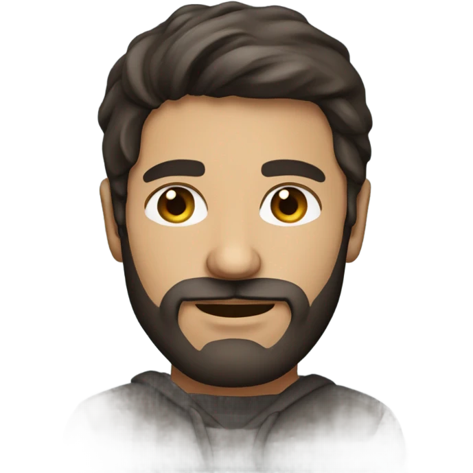 Dark brown hair Italian man with beard wearing a hoodie emoji