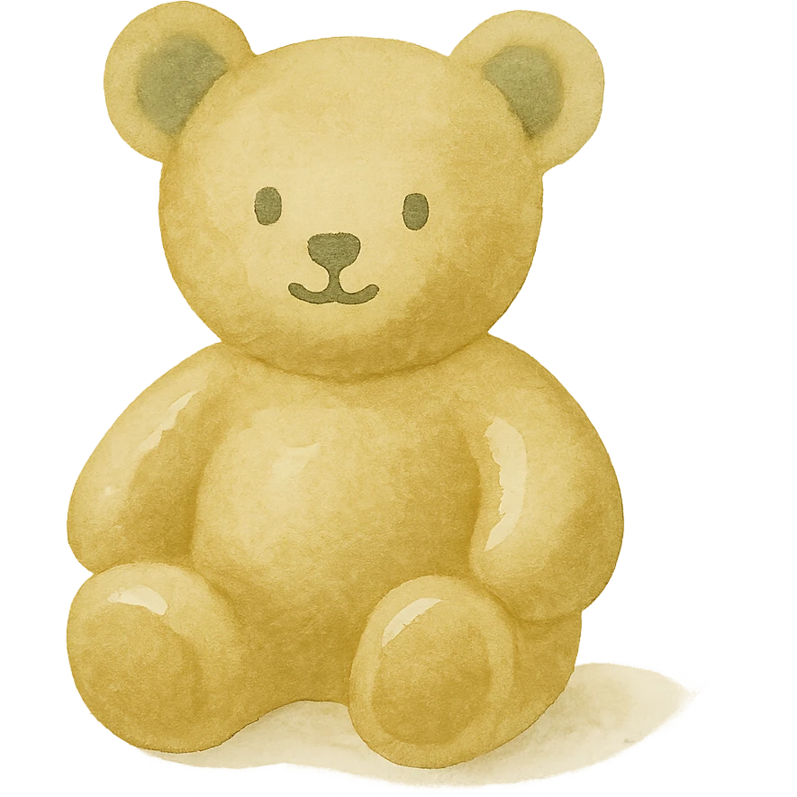 gold teddybear, metallic, shiny, icon emoji