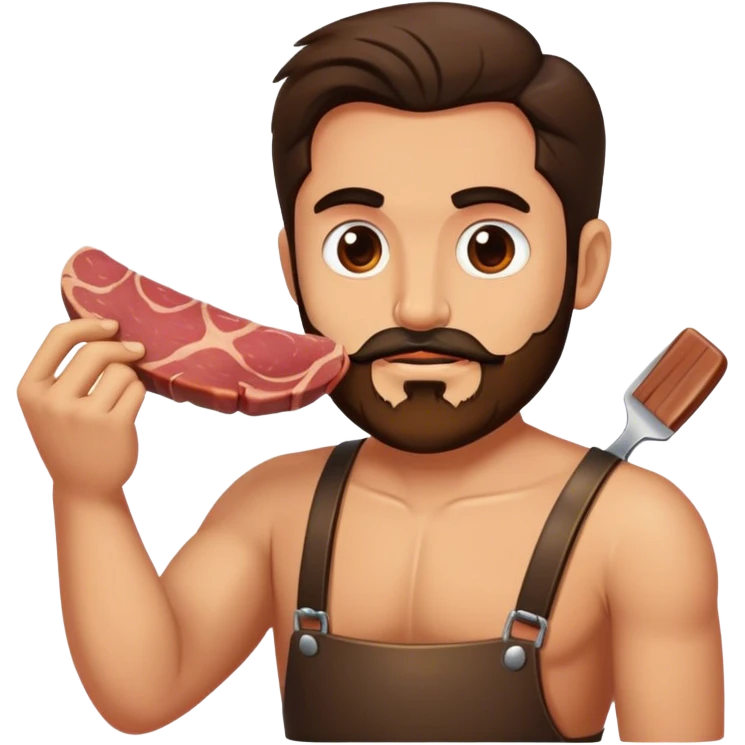 Muchacho guapo con barba de candado haciendo una carne asada  emoji