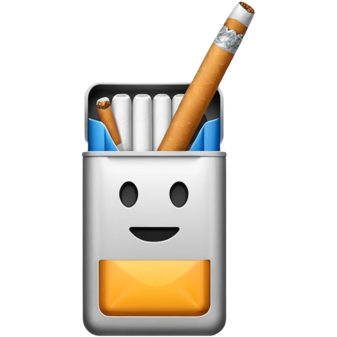Minimalistic cigarette emoji, metallic black and white emoji