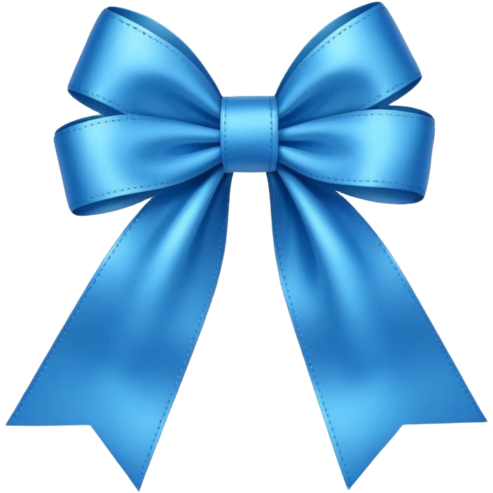 blue gift bow, shiny, emoji style emoji