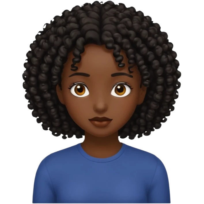 Una chica morena de cabello rizado no esponjado y color negro emoji