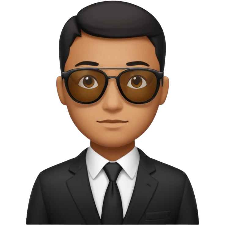 Apple emoji style, black-suited special agent wearing sunglasses emoji