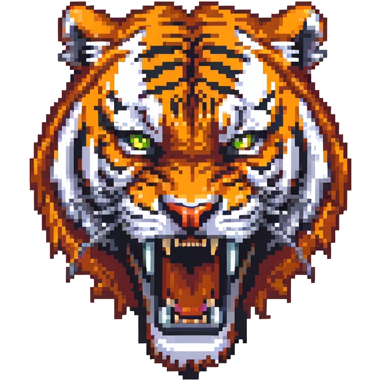fierce tiger with sharp teeth and angry expression emoji