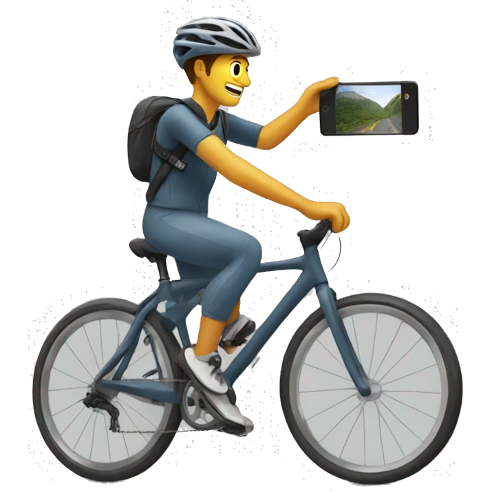 cyclist taking pictures to the bike emoji