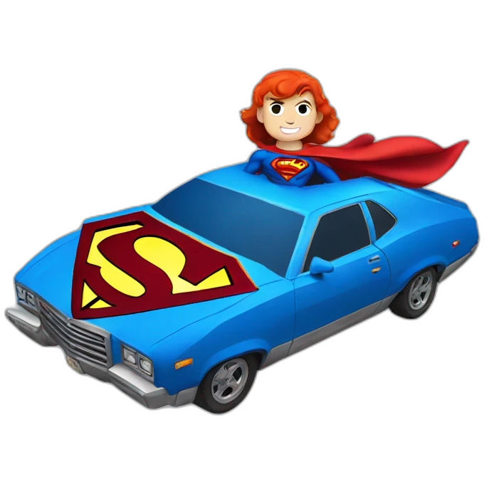 Car with cosplay of superman emoji