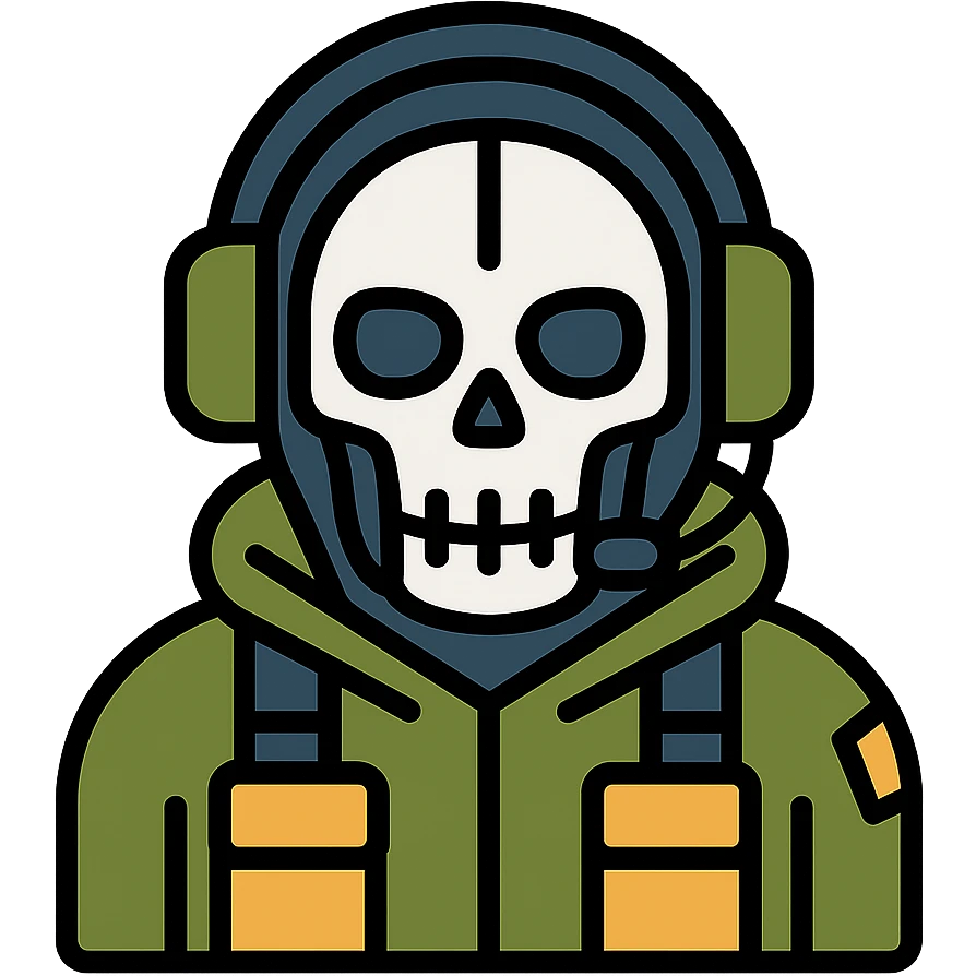 Call of Duty Ghost character with skull mask, tactical military outfit emoji
