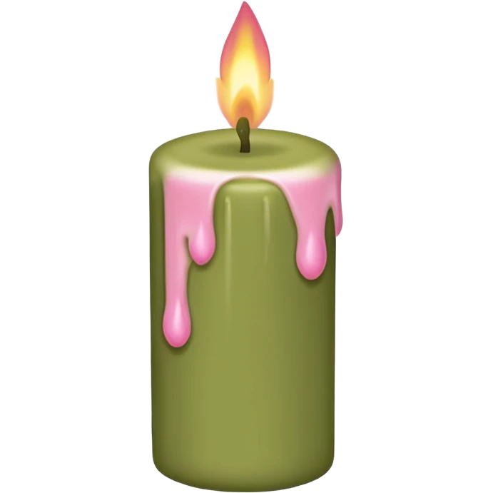 iOS emoji : olive green candle with baby pink flame emoji
