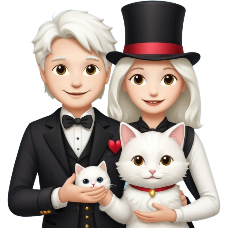 magician couple and their pet cat emoji