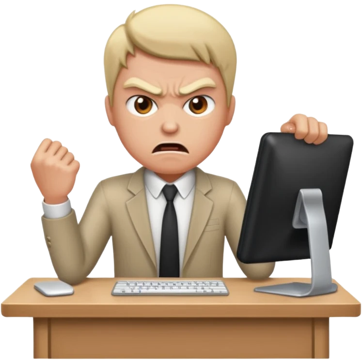 Me being mad at a desk emoji
