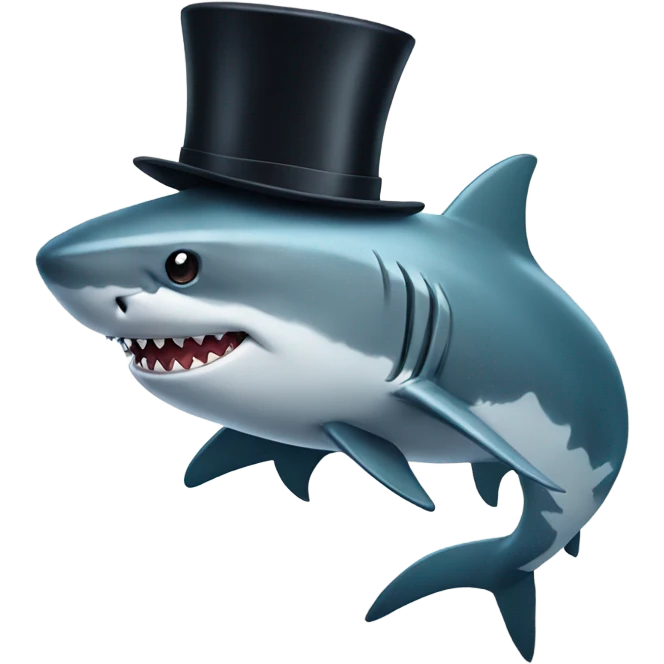 Shark with a top hat emoji