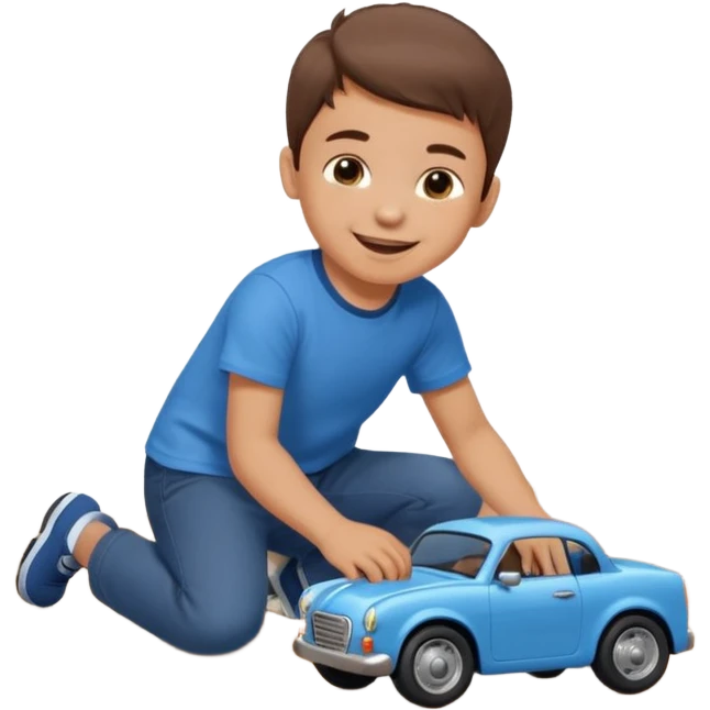 Little boy playing with toy car on the floor emoji