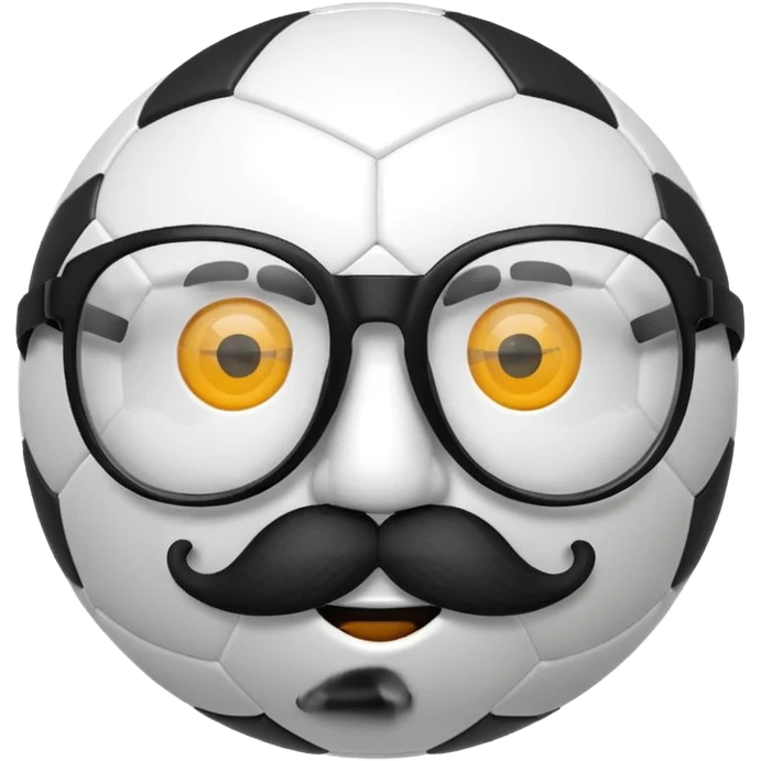 soccer ball wearing joke glasses and nose and mustache emoji