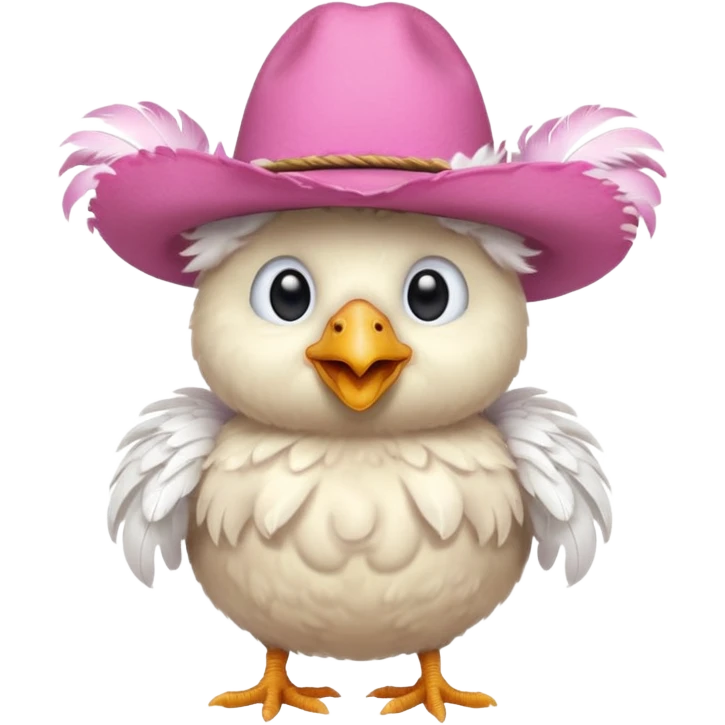 Chicken with a pink cowboy hat emoji