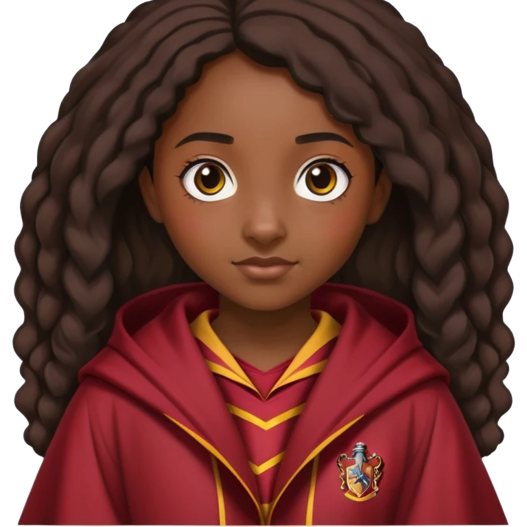 black girl with harry potter clothes gryffindor emoji