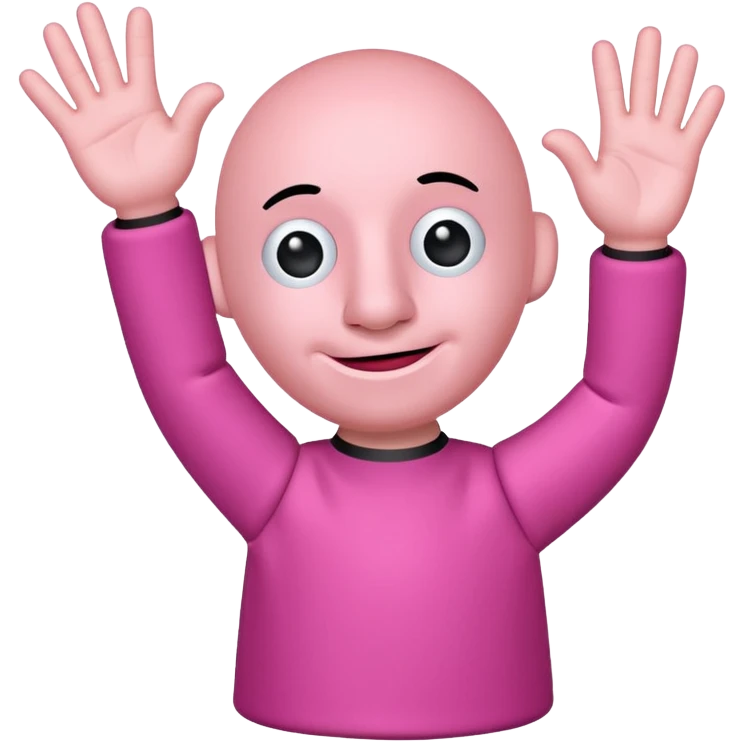 A pink puppet with no ears nose legs, and three fingers emoji