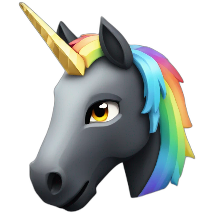 Minecraft Rainbow Black Unicorn Head With Diamond Horn emoji