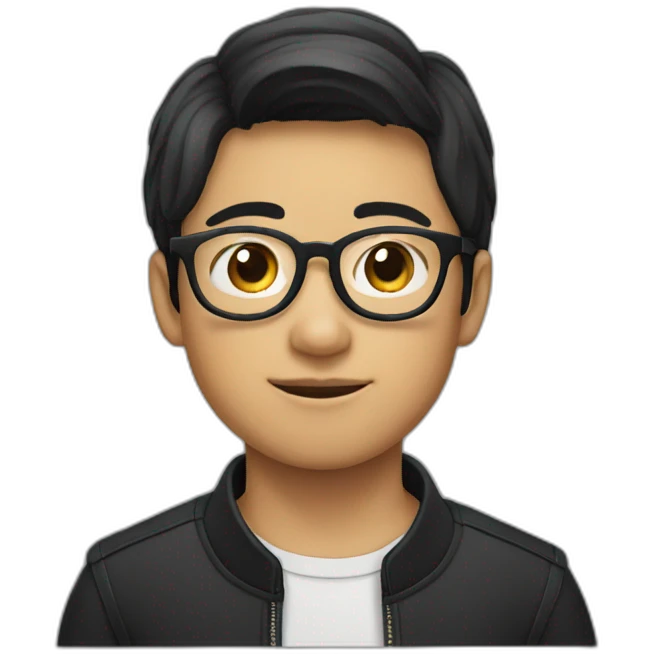 asian boy in specs riding a black horse emoji