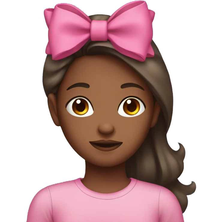 dark girl with long brown hair with a bow on her head and a pink shirt laying down  emoji