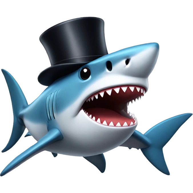 Shark with a top hat emoji